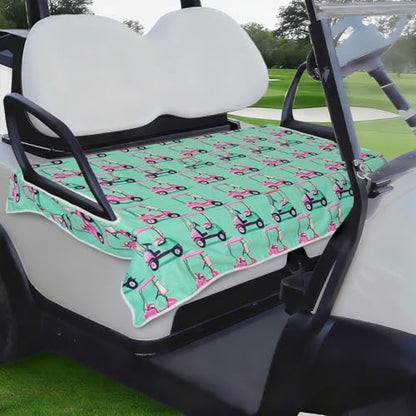 Golf Cart Seat Covers, Universal Golf Cart Seat Towel Blanket for Yamaha, EZGO, Club Car, Icon and More 2-Seat Carts, 100% Microfiber Keeps Seat Comfortable and Clean - color: teal