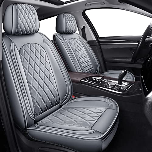 Car Seat Covers Full Set - Leather Seat Covers Grey Breathable Vehicle Cushion Cover Fit for Most Sedan, Truck and SUV (Gray) - color: Gray, size: 5PCS Full Set