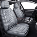 Car Seat Covers Full Set - Leather Seat Covers Grey Breathable Vehicle Cushion Cover Fit for Most Sedan, Truck and SUV (Gray) - color: Gray, size: 5PCS Full Set