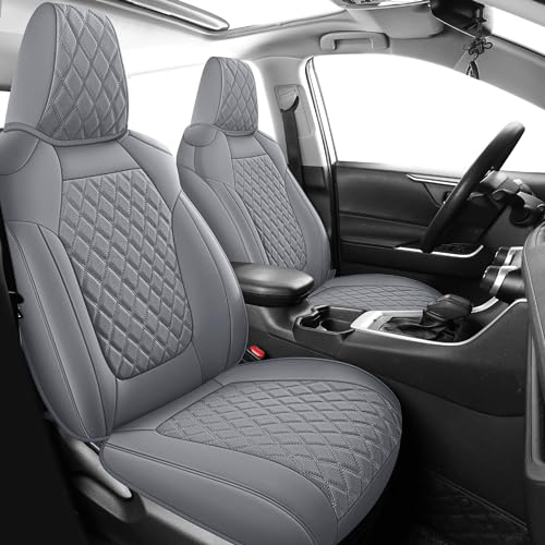RAV4 Seat Covers Full Set Gray,Car Seat Covers Fits 2019-2025 Toyota RAV4 Non-Hybrid LE/XLE/Limited, Waterpoof Toyota RAV4 Seat Covers Car Seat Protector (Not for Adv & TRD-Off,Grey) - color: Grey, size: 2019-2025 rav4(Not for Hybrid,Adventure&TRD-OFF)