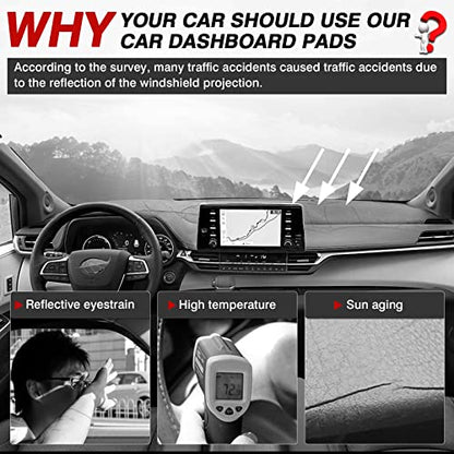 Autorder Dashboard Cover Mat for Toyota Sienna 2021-2024 2025 2026 Accessories Dash Cover Flannel Dash Mat Sunshade Glare UV Rays Protector