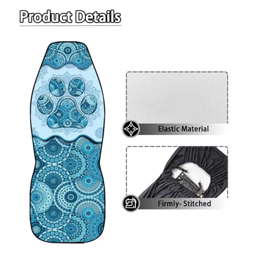 Dreaweet Boho Car Seat Covers Front Seats Dog Paw Car Accessories for Women 2 Piece Washable Front Seat Cover Universal Fit Most Vehicle SUV Sedan Trucks,Blue - color: Boho Dog Paw Blue