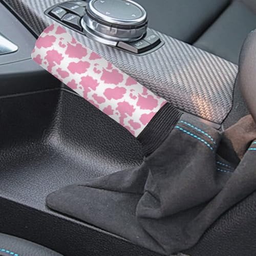 Pink Cow Print Car Gear Shift Knob Cover Set of 2, Non-Slip Handbrake Cover and Elastic Gear Shift Knob Cover Protector for Car SUV Protector - color: Pink Cow Print