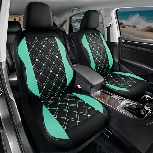 Road Comforts Seat Covers, Premium Leather Car Seat Covers Front Seat for Women Girls,Airbag Compatible, Automotive Seat Covers Universal Fit Most Cars,Vans,Truck,SUV - color: Mint Front