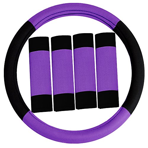 FH Group Flat Cloth Car Seat Covers Purple/Black - color: Purple