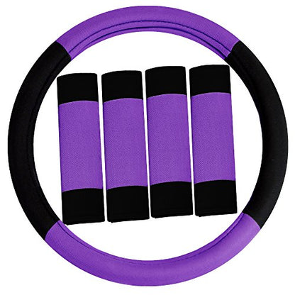 FH Group Flat Cloth Car Seat Covers Purple/Black - color: Purple