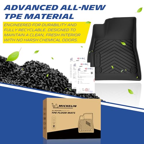 Michelin Vehicle Mat, All-Weather TPE Custom Fit Liner for Tesla Model 3 Floor Mats 2017-2023(3 Piece), Premier