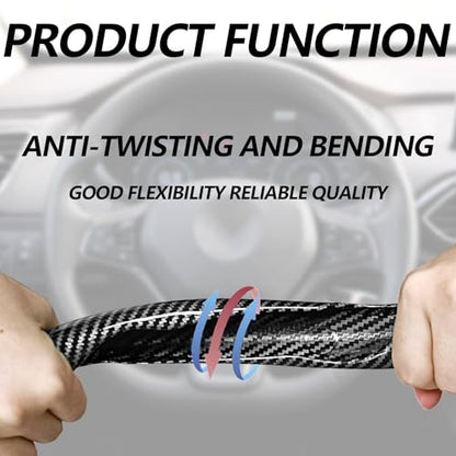2pcs Universal Fit Carbon Fiber Steering Wheel Cover, Anti-Skid Steering Wheel Cover/Segmented Steering Wheel Protector/Car Interior Accessories (Bright Black) - color: Bright Black