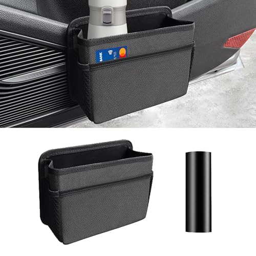 Car Trash Can, Foldable Mini Vehicle Trash Bin Garbage Organizer Holder, Waterproof Hanging Mini Auto Dustbin Accessories Storage Container for Vans, SUVs (black) - color: black