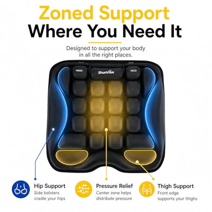 Car Seat Cushion for Long Drives, Pressure Relief Seat Pad with Built-in Pump, Adjustable Air Cell Cushion for Truck Drivers, SUV, Office Chair and Wheelchair - color: Dark