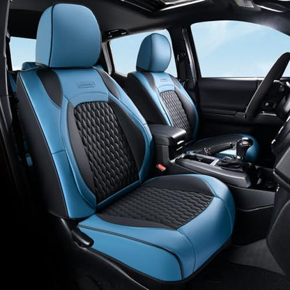 Coverado Tacoma Front Seat Covers, Faux Leather Custom Fit for 2024-2026 Toyota Tacoma Double/Crew Cab, Front Seat Protection (Blue) - color: Blue, size: Front（2024-2026）