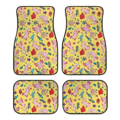 Axolotl Yellow Automotive Floor Mats Front and Rear Car Mat Carpet Set Universal Fit Auto Foot Mats Carpets, 4 Pcs - color: Axolotl Yellow