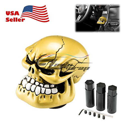 EZAUTO WRAP Yellow Universal Manual Wicked Skull Head Gear Stick Car Shift Knob Shifter Halloween