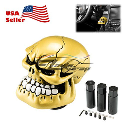 EZAUTO WRAP Yellow Universal Manual Wicked Skull Head Gear Stick Car Shift Knob Shifter Halloween