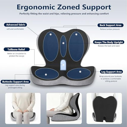 Car Seat Cushion for Long Driving, Office Chair Cushion, Truck Seat Cushion, Memory Foam Seat Cushion Increase Height by 3.94 Inch, Car Seat Cushion for Car, Sciatica & Tailbone Pain Relief