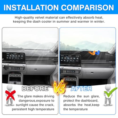 Autorder Dashboard Cover Mat for Hyundai Kona 2024 2025 2026 Accessories Dash Cover Upgrade Velvet Dash Mat Sunshade Glare UV Rays Protector - size: 2024-2026 Hyundai Kona