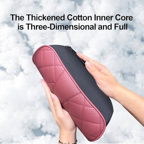 2 Packs Car Neck Pillow for BMW X3 X5 X1 X2 X4 X6 X7 1 2 3 4 5 6 7 Series Car Soft PU Leather Headrest and 100% Memory Foam Car Seat Pillow Head Neck RestCushion Accessories (Red)