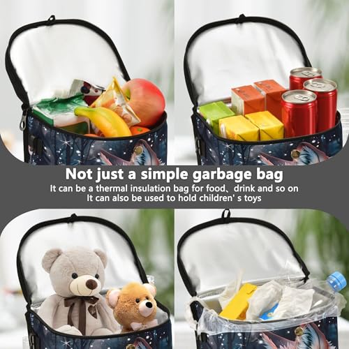 MNSRUU Car Trash Can with Lid, Beautiful Fox Car Trash Bag Hanging Organizers and Storage for Front Back Seat, Leak-Proof Trash Bin - color: Fox I9752