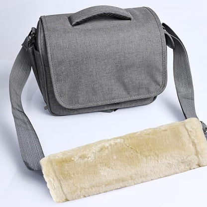 2 Packs Car Seatbelt Covers Shoulder Pad for More Comfortable Driving, Universal Seat Belt Cover for Handbag Camera Backpack Straps, Soft Faux Sheepskin Wool Seat Belt Cushion (Beige)