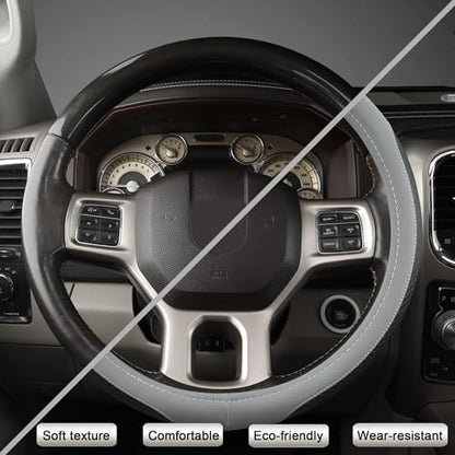 West Llama Customized Auto Car Steering Wheel Cover for Dodge RAM 1500 2500 3500, 15.5-16 inch(Black+Gray-Large Size) - color: C-Black+Gray