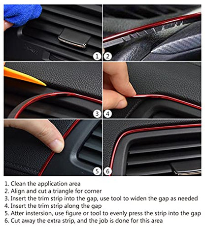 Orange Car Interior Decorative Molding Door Panel Dashboard Gap Trim Strip (30Ft) - size: 30Ft