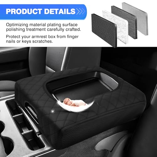 Autorder Center Console Cover for 2014-2018 Chevy Silverado/GMC Sierra Accessories Armrest Cover Anti-Scratch Middle Console Pad Leather Armrest Protector(ONLY for Split Bench Seat Console) - size: 14-18 Chevy Silverado Split Bench Seat
