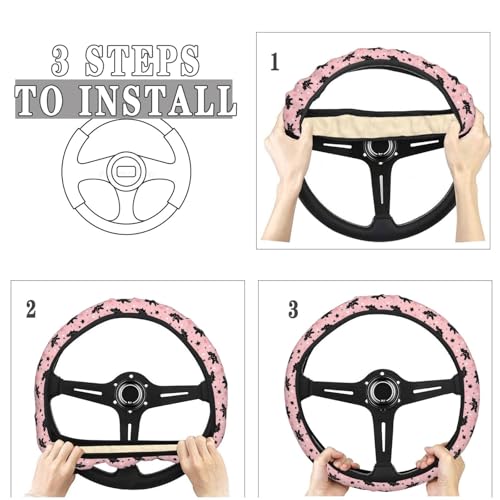 Halloween Cute Cartoon Bat Steering Wheel Cover for Women Men, Non-Slip Steering Wheel Protector Car Wheel Covers, Universal 15 Inch Fit for Auto, Suvs, Truck - color: Halloween Cute Cartoon Bat