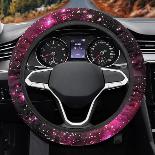 AFPANQZ Anti-Slip Steering Wheel Cover for Women Universal Fit 14 to 15 inch, Car SUV Sedans Accessories Neoprene Steering Wheel Protection Sweat Absorption Nebula Galaxy Pink Blue - color: Galaxy pink
