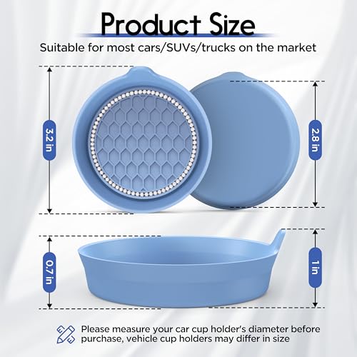 Car Cup Coaster Universal Non-Slip Cup Holders Bling Crystal Rhinestone Car Interior Accessories 4 Pack Gray Blue - color: Gray Blue, size: 4 Pack