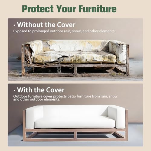 Waterproof Outdoor Sofa Cover, 2-Seater Heavy Duty Patio Loveseat Covers, 62" W x 38" D x 35" H, All-Weather Protective Furniture Cover Black & Green