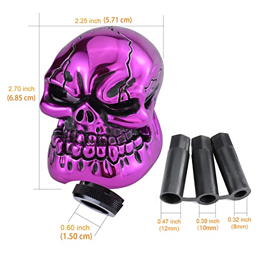 Skull Head Gear Stick Shift Shifter Knob Lever Cover Fit Most Manual Transmission Vehicles, Purple - color: Purple