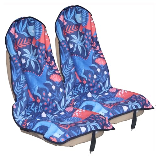 Car Seat Cover Protector Front Seats,for Gym Workout,Running,Swimming,Beach and Hiking,Waterproof Sweat Towel Bucket Seat Covers for Cars SUV Trucks (Dinosaur, 2Pcs) - color: Dinosaur, size: 2Pcs Front Seat Towel