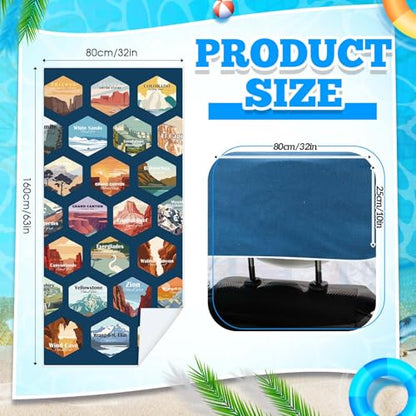 Hahafelt 2 Pack Car Seat Towel Covers with Storage Bag, 63 x 32 Inch Universal Non Slip Waterproof Sweat Protector for Car Truck, Gym Swimming Running, Machine Washable (Multi National Parks 1) - style: Multi National Parks 1