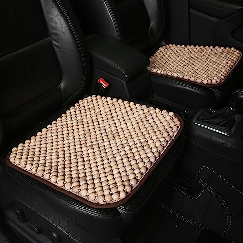 LACDL Beaded Car Seat Covers for Cars, Cooling Bead Seat Cover for Trucks & SUVs - Auto Ventilated Seat Cooler Pad, Natural Wood Breathable Beads - Sweat Protector for Summer, Burlywood - color: Bare Wood, size: 17.7*17.7in - 2pcs