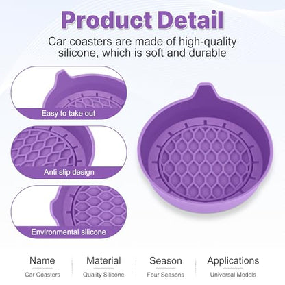 SINGARO Car Cup Holder Coaster, Silicone Cup Holder Insert, Universal Non-Slip Cup Holders, Car Accessories Interior for Women and Man 4 Pack Light Purple - color: Light Purple
