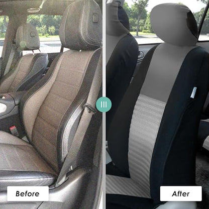 FH Group Car Seat Covers Trendy Elegance Three Row Car Seat Covers Set, Airbag Compatible and Split Ready, 7 Seater Covers-Universal Fit for Cars, Trucks & SUVs Gray/Black