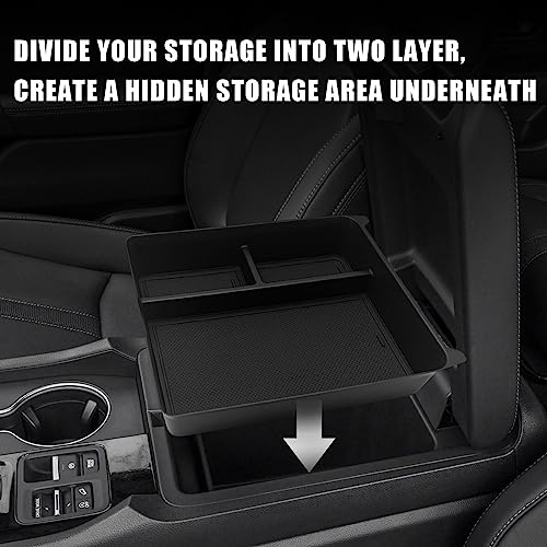 Muslogy Center Console Organizer Compatible with 2023-2026 Honda Pilot Accessories, 2024 2026 Ridgeline/2024-2026 Passport Center Console Storage Box Divider Inserts Interior ABS Material(Black) - size: Center Console Organizer