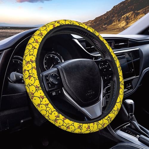 Rubber Ducky Cartoon Steering Wheel Cover for Women Men, Non-Slip Steering Wheel Protector Car Wheel Covers, Universal 15 Inch Fit for Auto, Suvs, Truck - color: Rubber Ducky Cartoon
