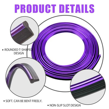 Car Interior Moulding Trim Strips, 33Ft/10M Universal Electroplating Decoration Filler Insert Strips, Styling Dashboard DIY Flexible Strip with Installing Tool (Purple)