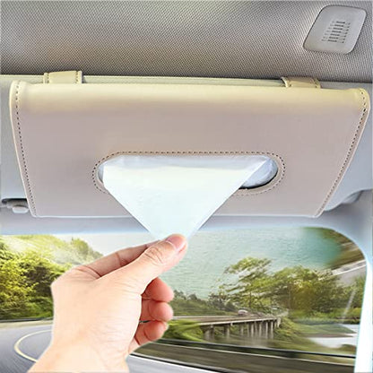 Khaki Car Tissue Refill Holder for Sun Visor, Hanging Tissue Clip, PU Leather - color: Classical Style, Khaki