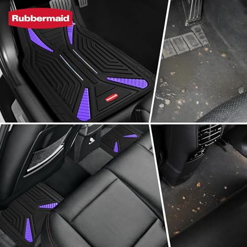 Rubbermaid Car Mat Full Set, Universal Trim-to-Fit Heavy-Duty Car Floor Mats – 4-Piece Set for All Weather Protection – Durable Rubber Mat for Cars, Trucks, SUVs & Vans-Purple - color: Purple