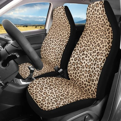 Pehede Car Seat Cover Leopard Front for Cars, Easy to Install Cover Set, Accessories Auto Trucks Van SUV,2 Packs - color: Multi19
