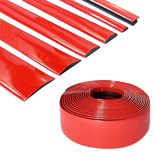 Solid Red Car Motor Bike Self-Adhesive Exterior and Interior Molding Trim Universal Dashboard Bumper Window Door Body Side Decorative Strip Scratch-Proof (Width: 2-3/4 inch (70mm), 8Ft) - size: 8Ft, style: Width: 2-3/4 inch (70mm)