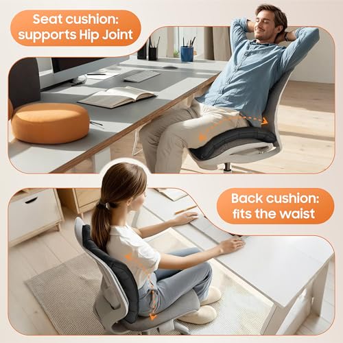Lumbar Support Pillow, Inflatable Seat Cushion, Lightweight Car Back Cushion, Portable Chair Seat & Back Cushions for Office, Outdoor, Flight, Workplace, Black Stadium Cushions with TPU