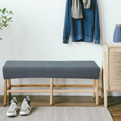 Dining Bench Cover, Stretch Washable Long Bench Seat Covers Jacaquard Rectangle Dining Table Bench Slipover for Dining Room, Bedroom, Living Room, Kitchen (Dark Gray)