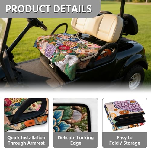 Golf Cart Seat Covers, Universal Golf Cart Seat Towel Blanket for Yamaha, EZGO, Club Car, Icon and More 2-Seat Carts, 100% Microfiber Keeps Seat Comfortable and Clean - color: boho