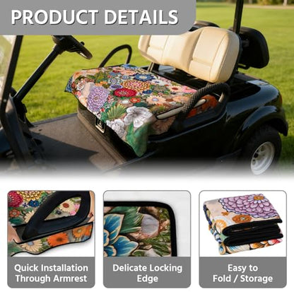 Golf Cart Seat Covers, Universal Golf Cart Seat Towel Blanket for Yamaha, EZGO, Club Car, Icon and More 2-Seat Carts, 100% Microfiber Keeps Seat Comfortable and Clean - color: boho