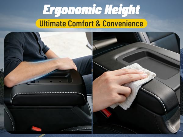 Front Seat Center Console Armrest Lid Cover with Liner Mat Compatible with 2014-2019 Chevy Silverado/GMC Sierra,2015-2020 Suburban/Tahoe/Yukon,2015-2019 Cadillac Escalade Replaces OE 22881398,22876379