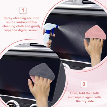 BFXM Car Screen Cleaner, 4.1''×4.1'' Microfiber Dashboard Wipes, Square Microfiber Cloth, Automotive Display Wipes,Vehicle Screen Cleaner Tool for Dashboard Display, Car Interior Tool (Pink)