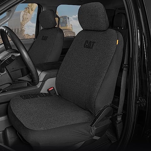 Cat CozyBlend Car Seat Covers, Charcoal Heather - Premium Jersey Fabric Seat Covers for Cars Trucks SUV, Breathable Cotton Car Seat Covers Front Seats Only, Universal Fit Automotive Interior Covers - color: Charcoal Gray